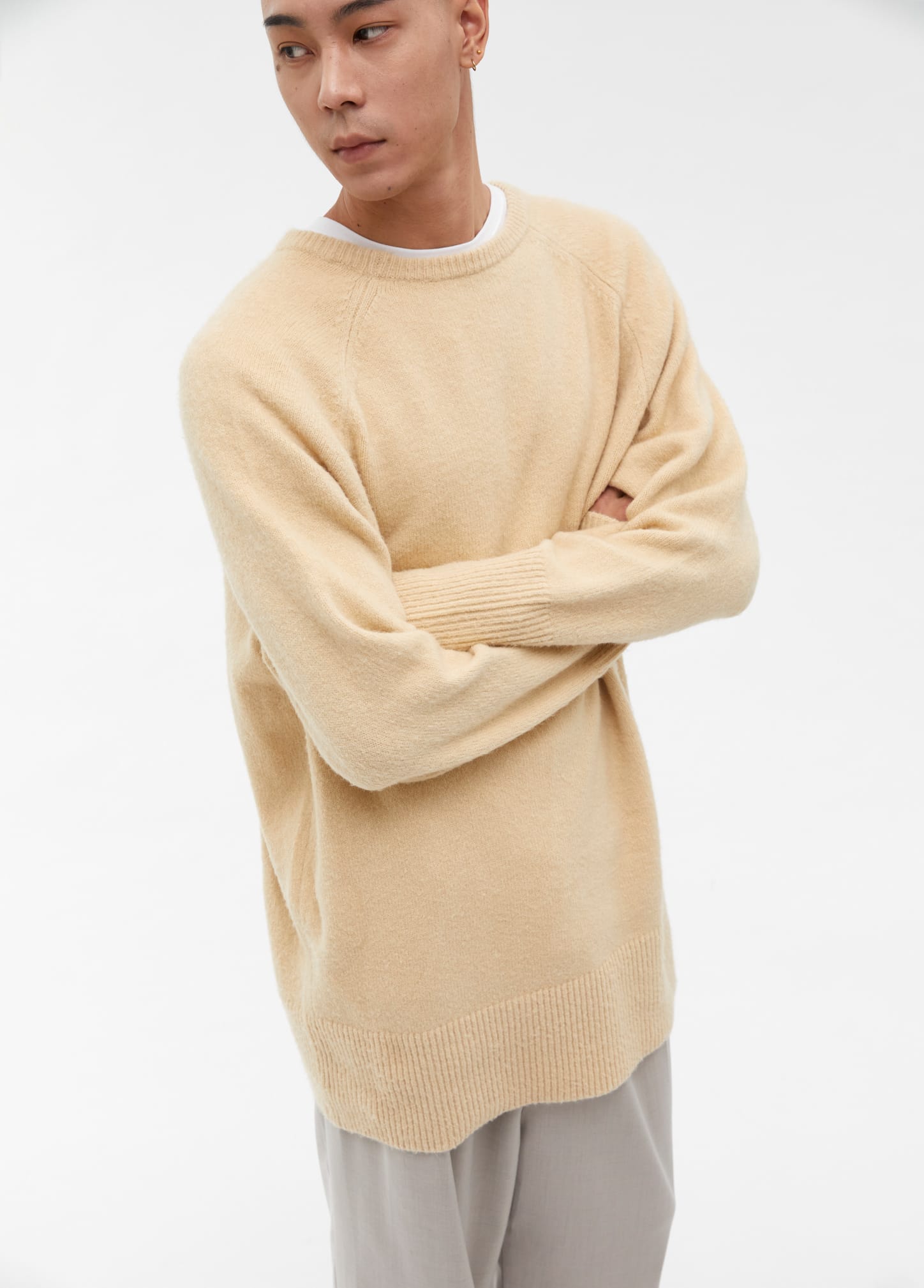 By Doe Gender Free輕軟粒毛絨針織毛衣 米 M Studiodoe